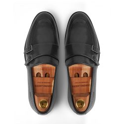 Dominion noir double monk strap shoe