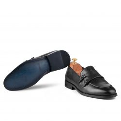 Dominion noir double monk strap shoe