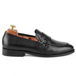 Dominion noir double monk strap shoe