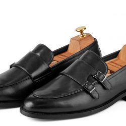 Dominion noir double monk strap shoe