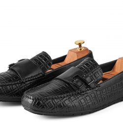 valerio-noir Black Double Monk Strap Shoes